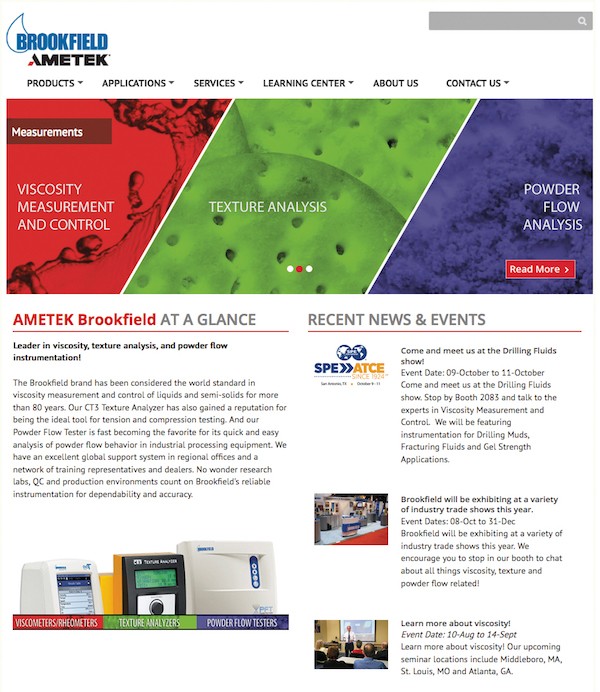 AMETEK Brookfield Website